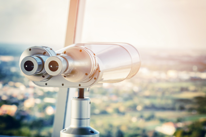 binocular on the top of building